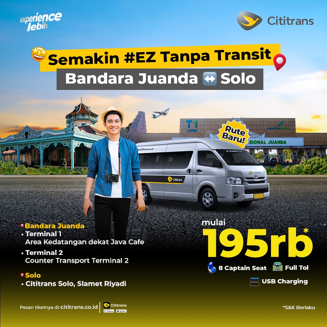 Juanda Airport to Solo Starting from 195k!