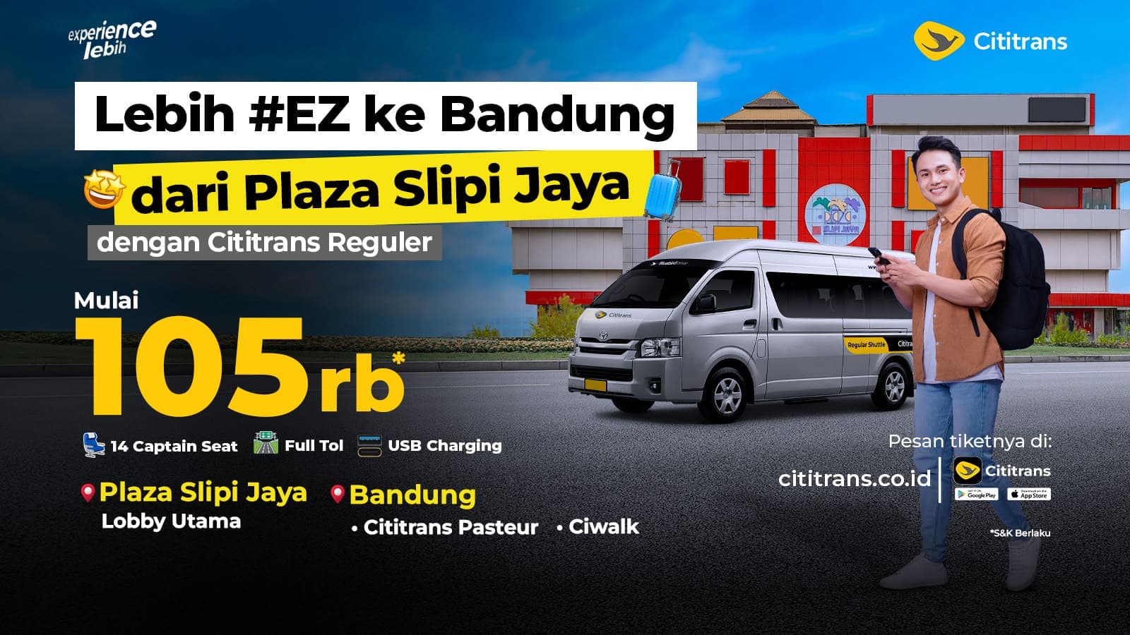 Dari Slipi Jaya! Jakarta ke Bandung Mulai 105ribuan
