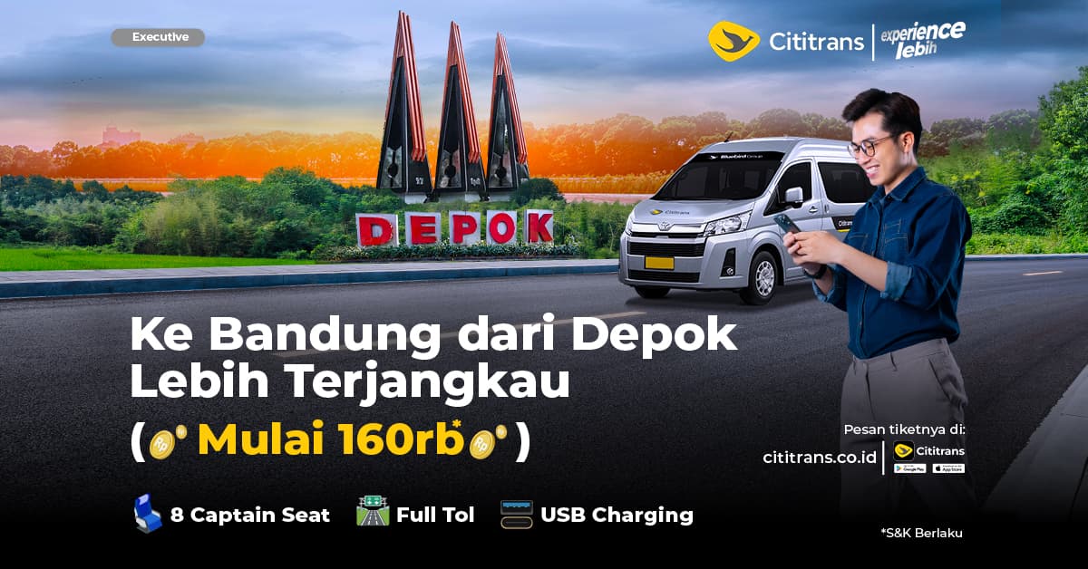 Travel comfortably from Depok to Bandung starting from 160K